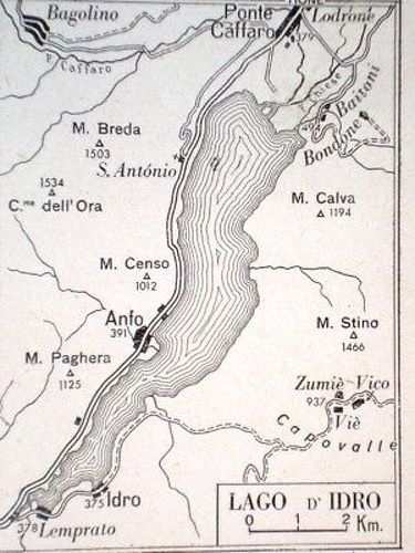 Cartina del lago idro o - lago, d'idro